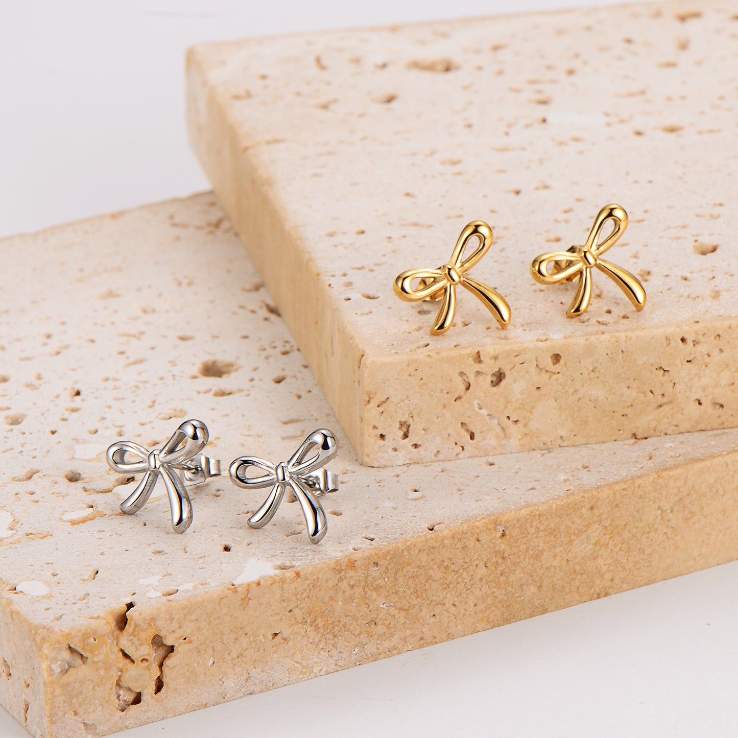 Lacey bow stud earrings