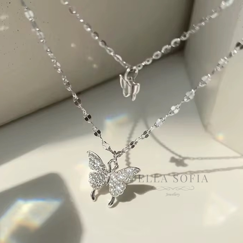 Rosie double layer butterfly necklace