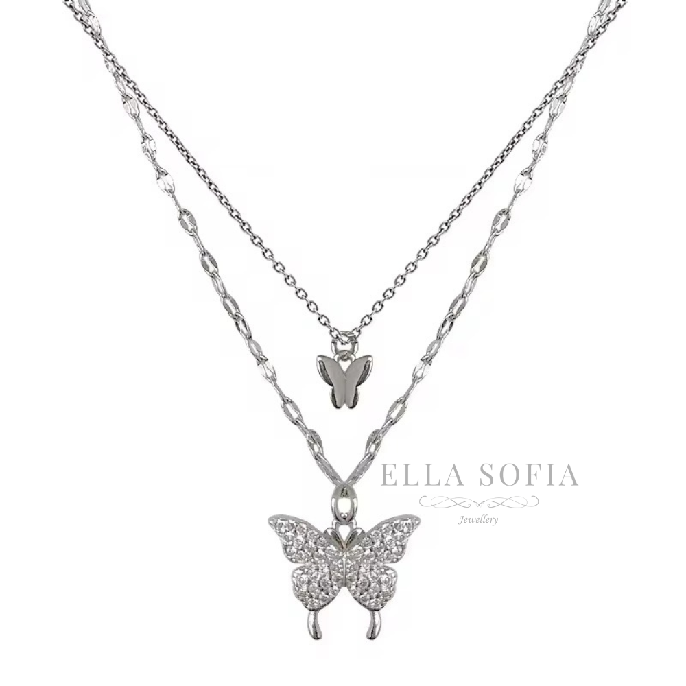 Rosie double layer butterfly necklace