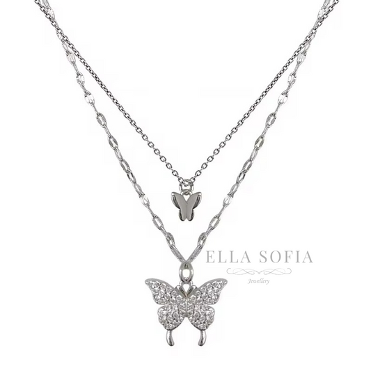 Rosie double layer butterfly necklace