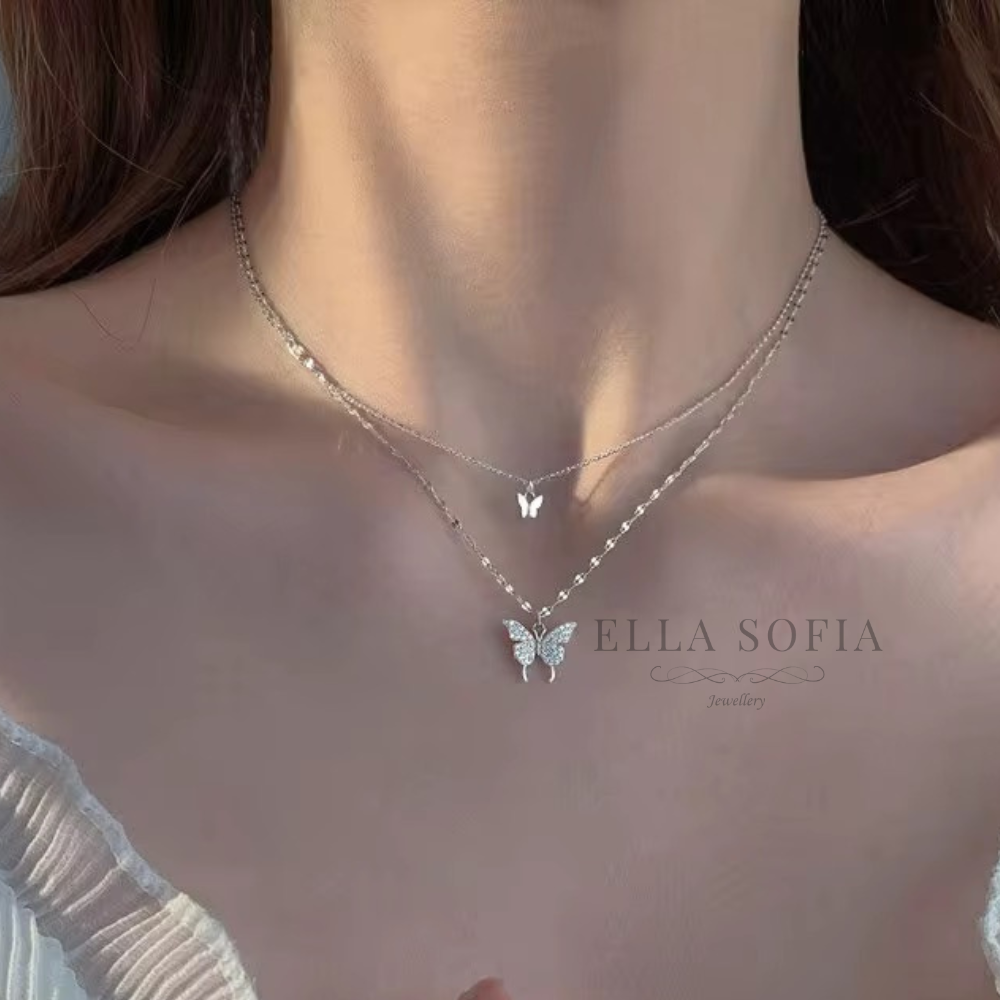 Rosie double layer butterfly necklace