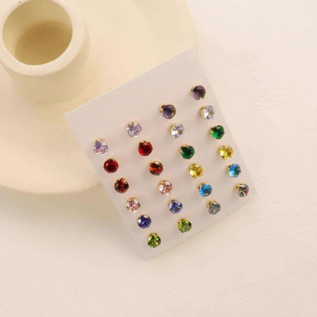 Nicola coloured zircon stud earrings