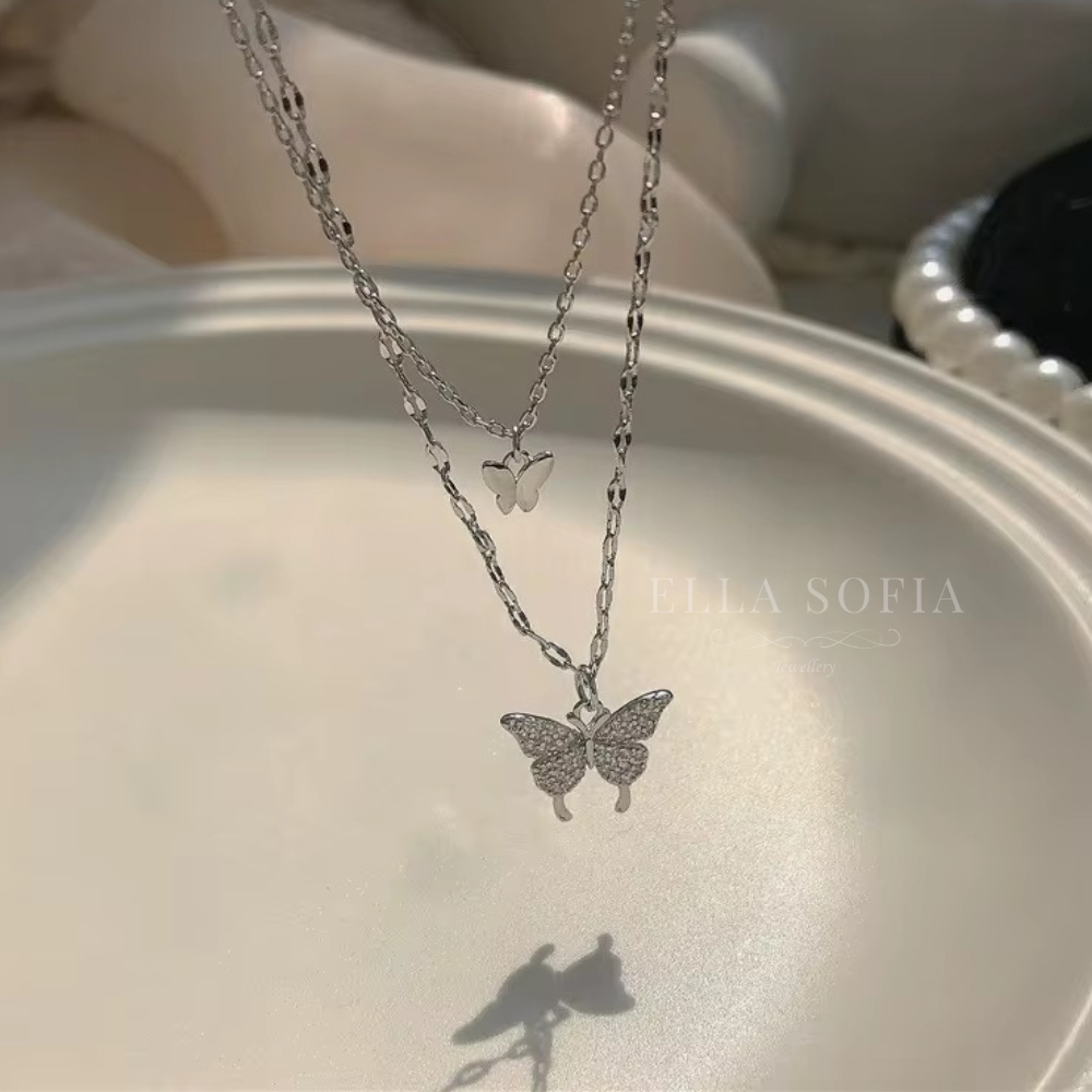 Rosie double layer butterfly necklace