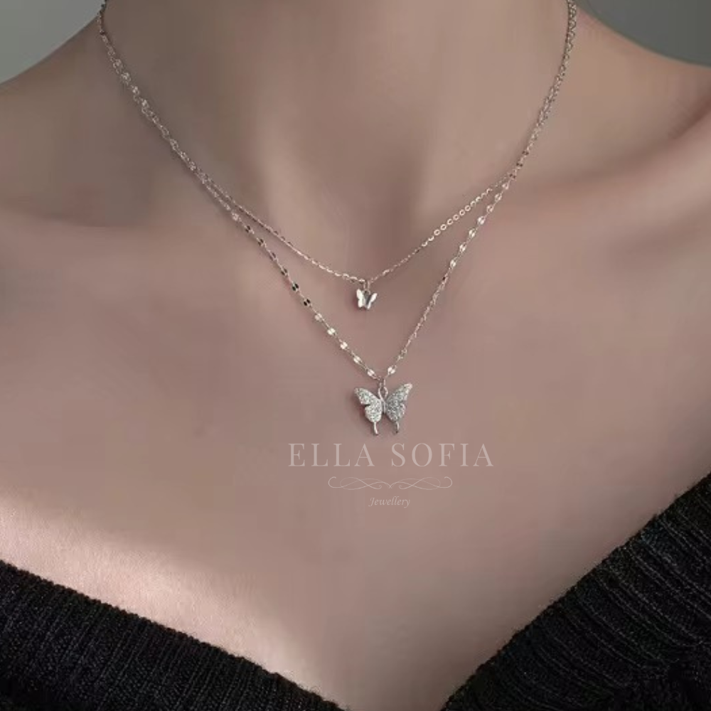 Rosie double layer butterfly necklace
