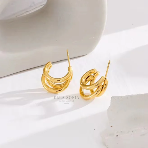 Clara triple hoop earrings